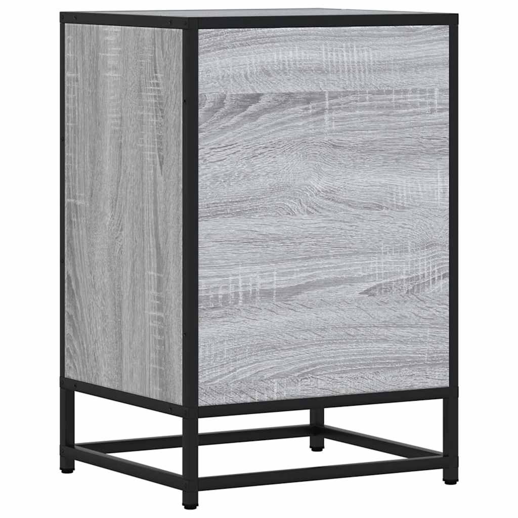 Mesa de cabeceira sonoma 40x34,5x60 cm madeira e metal cinzento