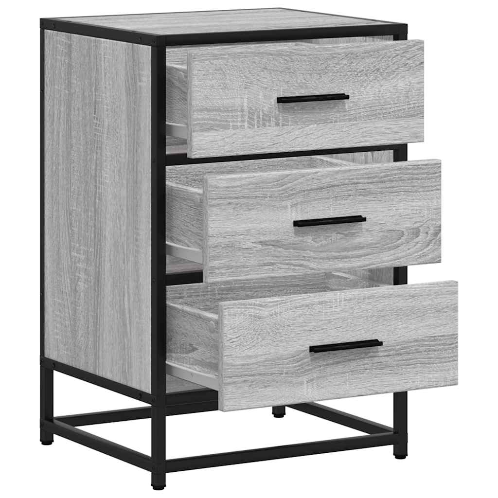 Mesa de cabeceira sonoma 40x34,5x60 cm madeira e metal cinzento