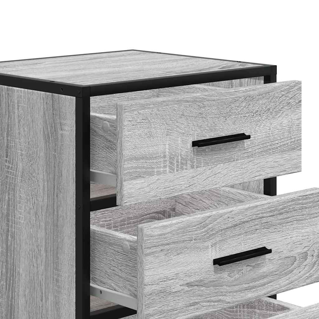 Mesa de cabeceira sonoma 40x34,5x60 cm madeira e metal cinzento