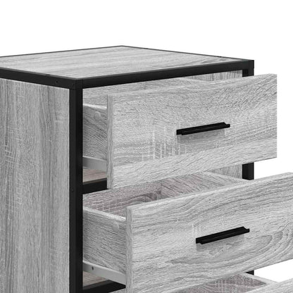 Mesa de cabeceira sonoma 40x34,5x60 cm madeira e metal cinzento