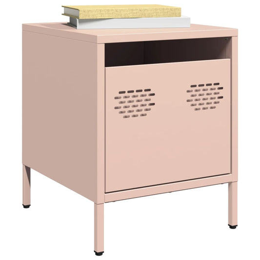 Mesas de cabeceira 2 pcs 35x39x43,5 cm aço rosa
