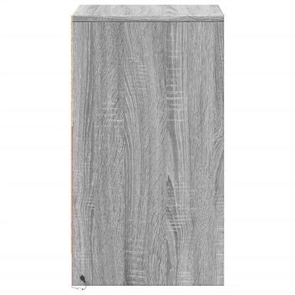 Mesa cabeceira c/ luzes LED derivados madeira cinzento sonoma
