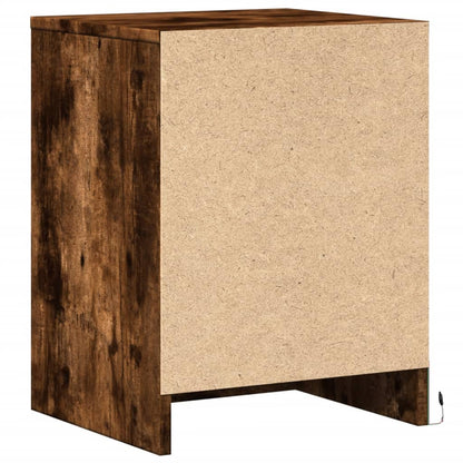 Bedside table with LED lights made from smoked oak wood