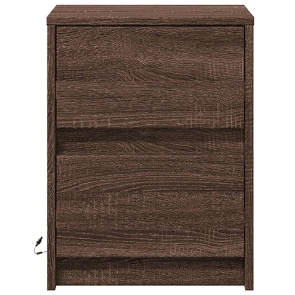 Mesa cabeceira c/ luzes LED derivados madeira carvalho castanho