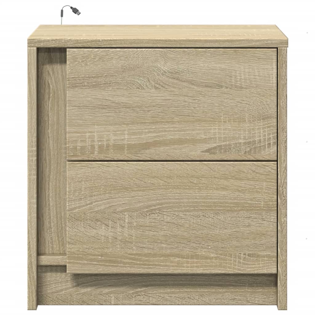 Bedside tables with LEDs 2 pcs made from Sonoma oak wood