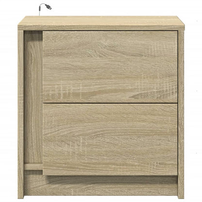 Bedside tables with LEDs 2 pcs made from Sonoma oak wood