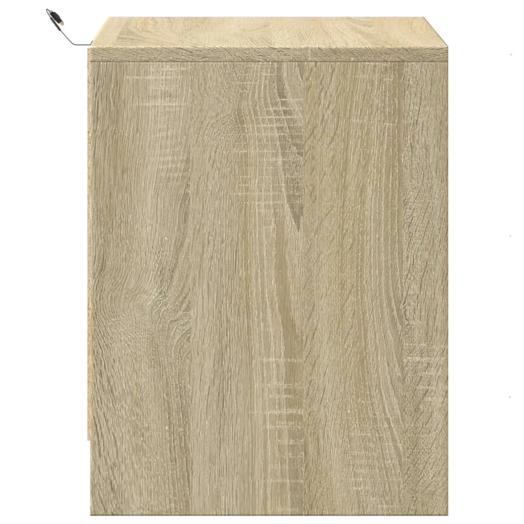 Bedside tables with LEDs 2 pcs made from Sonoma oak wood