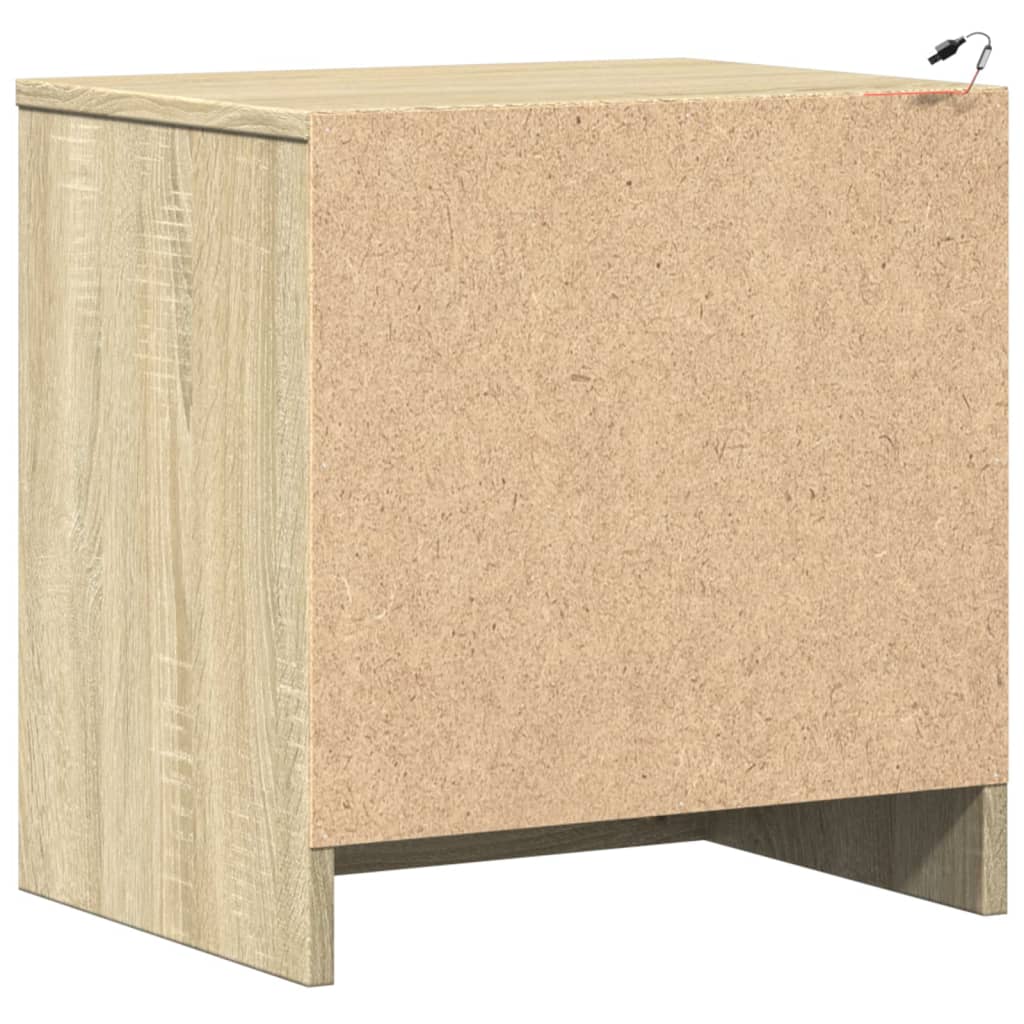 Bedside tables with LEDs 2 pcs made from Sonoma oak wood