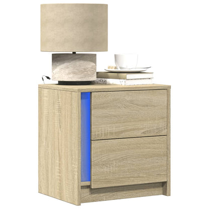Bedside tables with LEDs 2 pcs made from Sonoma oak wood