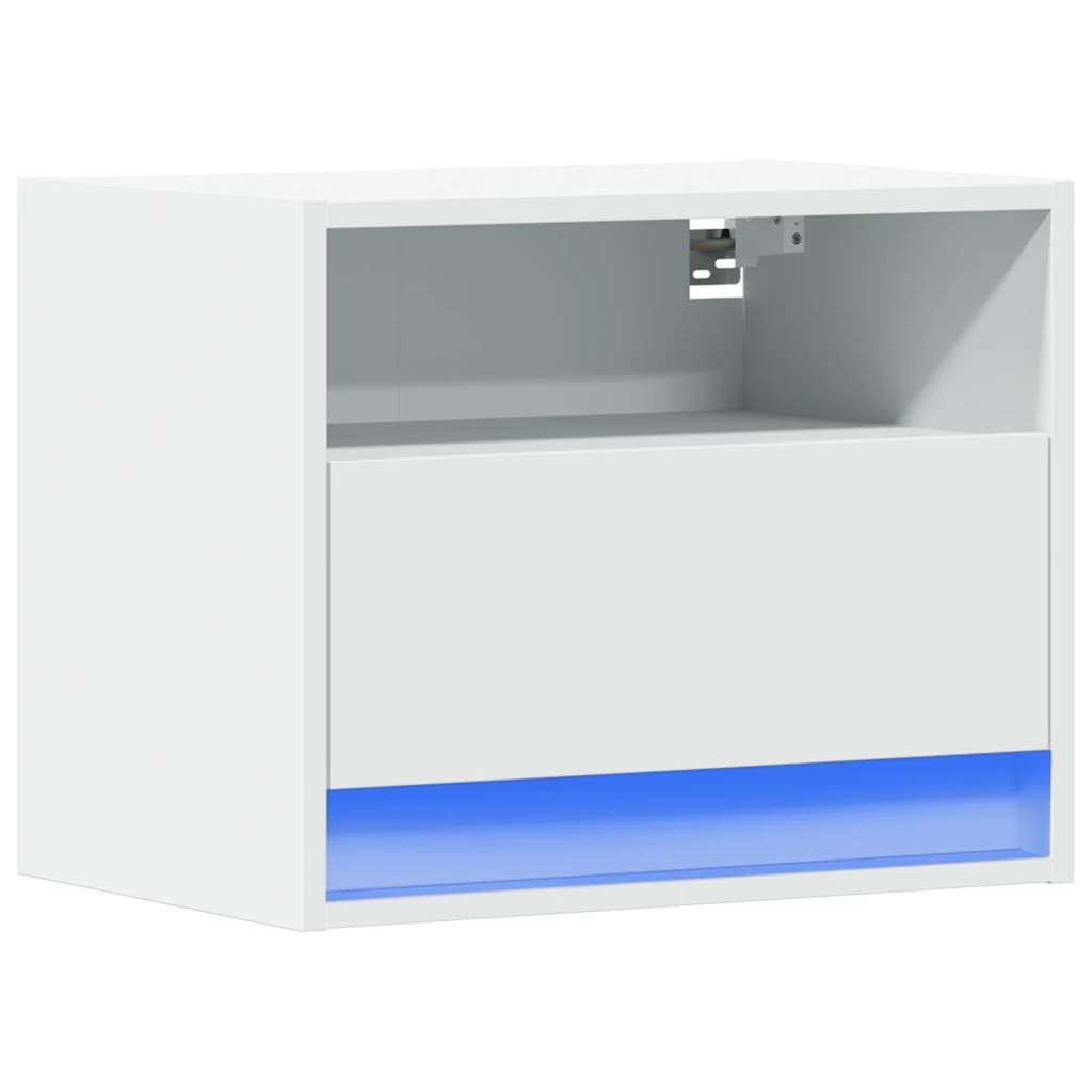 Mesa de cabeceira de parede com luzes LED branco