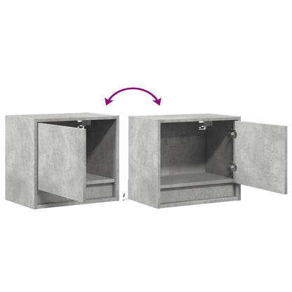 Mesas de cabeceira de parede c/ luzes LED 2pcs cinzento cimento