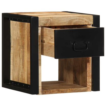 Bedside table 40x35x40 cm solid rough mango wood