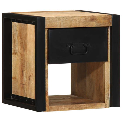 Bedside table 40x35x40 cm solid rough mango wood