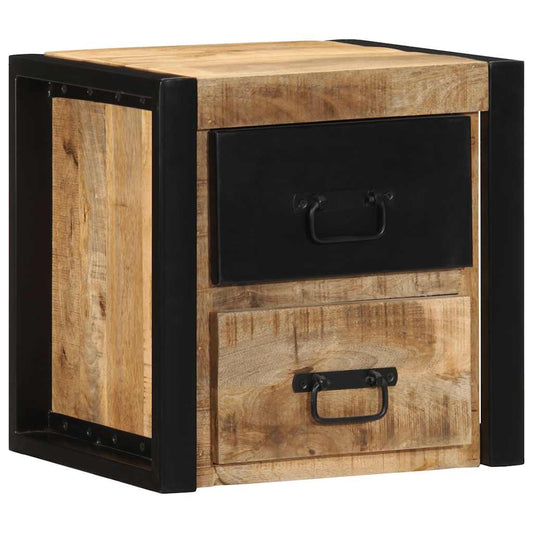 Bedside table 40x35x40 cm solid rough mango wood