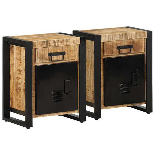 2-piece solid mango wood bedside tables