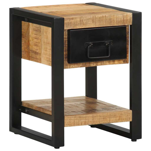 Bedside table 35x34x45 cm solid rough mango wood