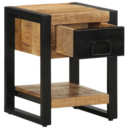Bedside table 35x34x45 cm solid rough mango wood