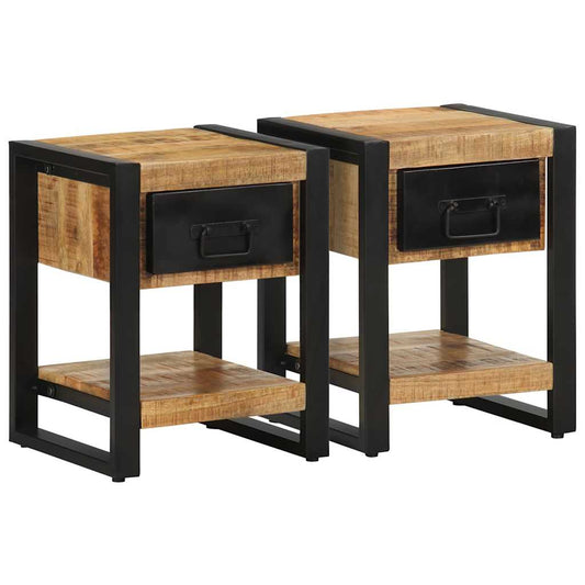 2-piece solid mango wood bedside tables