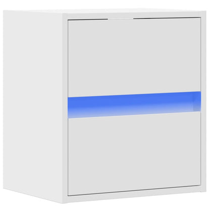 Wall mounted bedside table with white LED lights