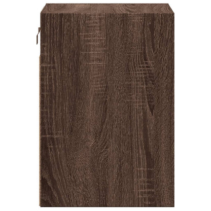 Mesa de cabeceira de parede com luzes LED carvalho castanho