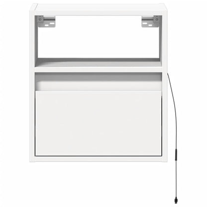 Wall mounted bedside table with white LED lights