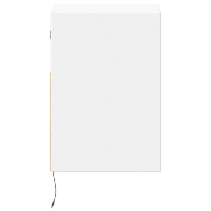 Wall mounted bedside table with white LED lights