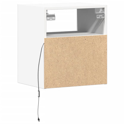 Wall mounted bedside table with white LED lights