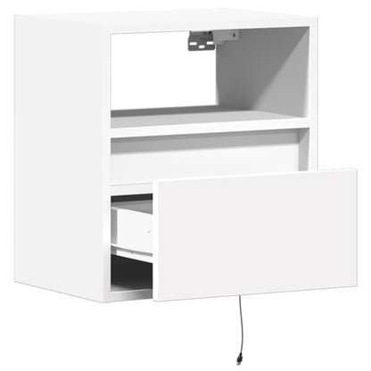 Wall mounted bedside table with white LED lights