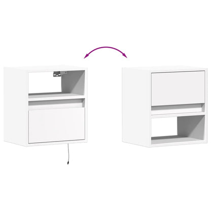 Wall mounted bedside table with white LED lights