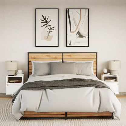 Wall-mounted bedside tables with LED lights 2 pcs white