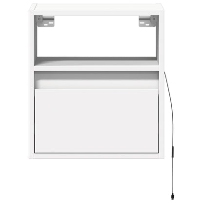 Wall-mounted bedside tables with LED lights 2 pcs white