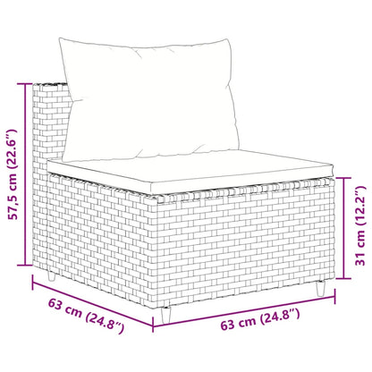 10 pcs conjunto lounge de jardim c/ almofadões vime PE preto