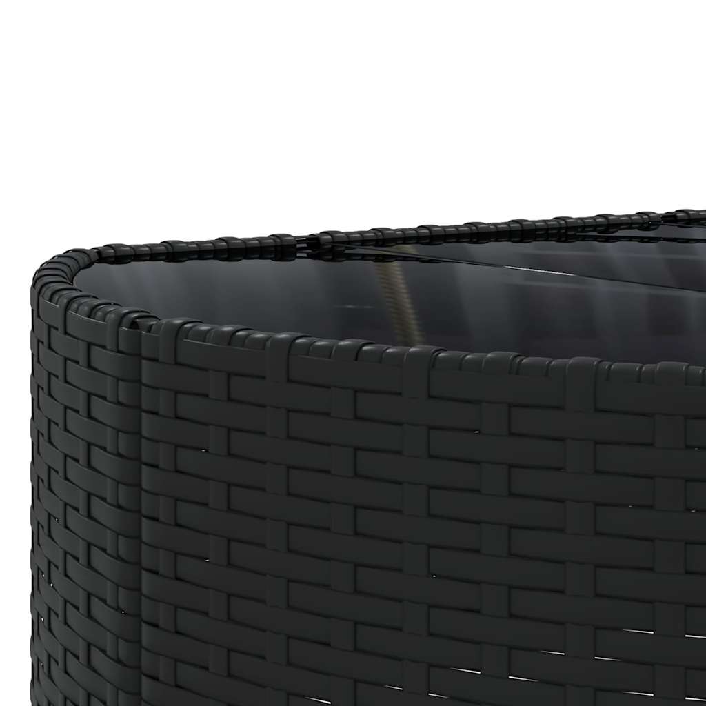 7 pcs conjunto de sofás p/ jardim c/ almofadões vime PE preto