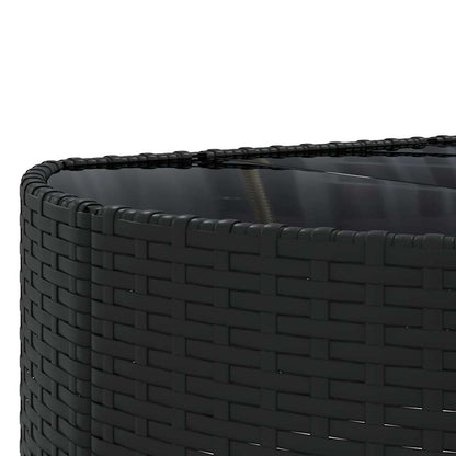 7 pcs conjunto de sofás p/ jardim c/ almofadões vime PE preto