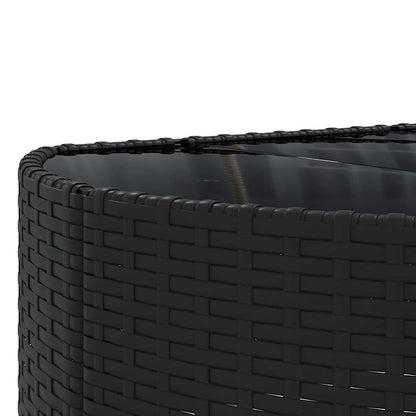 7 pcs conjunto de sofás p/ jardim c/ almofadões vime PE preto