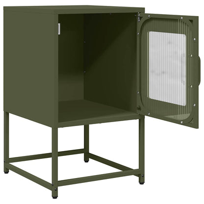 Mesa cabeceira 36x39x60,5 cm aço laminado a frio verde-azeitona
