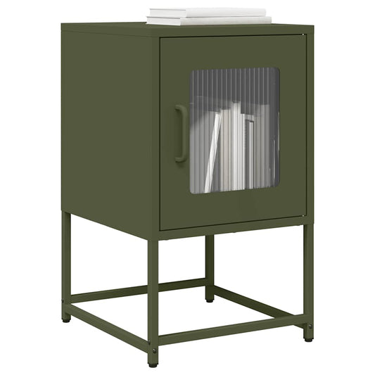 Mesa cabeceira 36x39x60,5 cm aço laminado a frio verde-azeitona