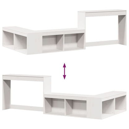 Mesa cabeceira c/ secretária 232x112x75 cm pinho maciço branco