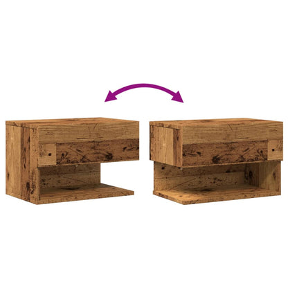 Mesas de cabeceira de parede 2 pcs madeira velha
