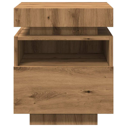 Mesa de cabeceira c/ LEDs 40x39x48,5 cm carvalho artisiano