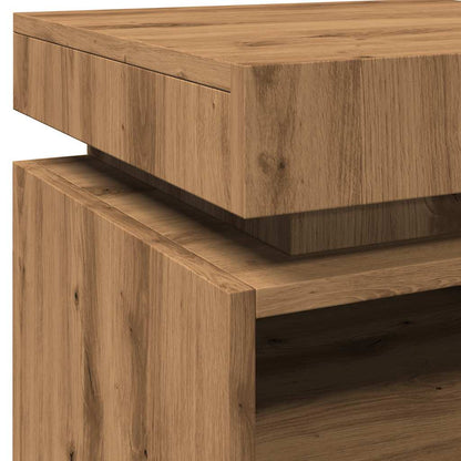 Mesas cabeceira c/luzes LED 2pc 40x39x48,5cm carvalho artisiano