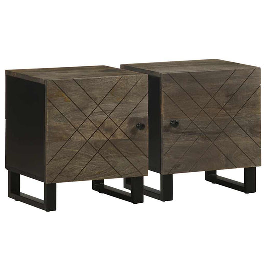 Bedside tables 2 pcs 40x33x46 cm solid mango wood black