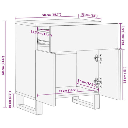 Bedside table 50x33x60 cm solid mango wood black