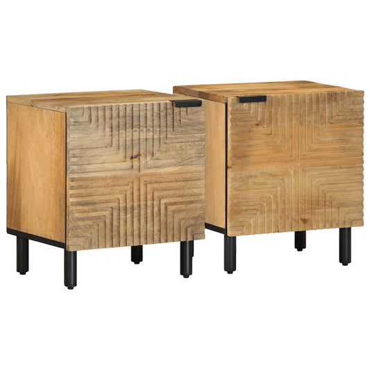 Bedside tables 2 pcs brown solid mango wood