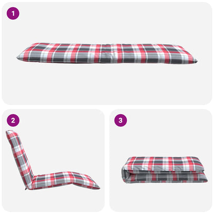 Folding sun lounger 175x54x8.5 cm Red checkered pattern