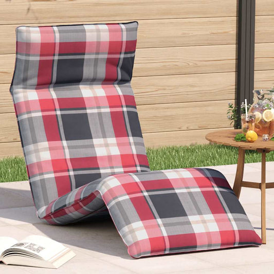 Folding sun lounger 175x54x8.5 cm Red checkered pattern