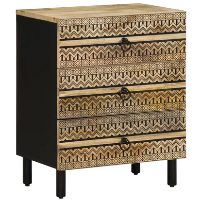 Bedside table 50x33x62cm solid rough mango wood black