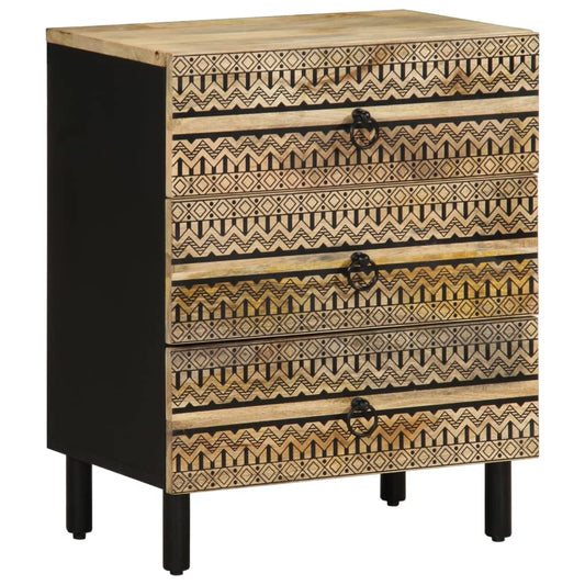 Bedside table 50x33x62cm solid rough mango wood black