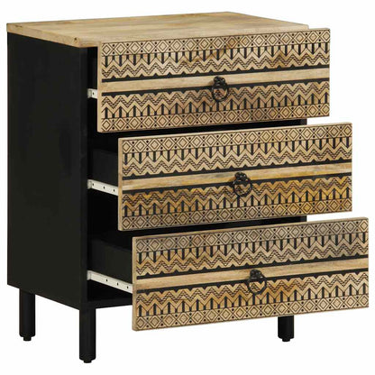Bedside table 50x33x62cm solid rough mango wood black