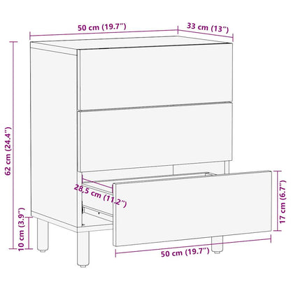 Bedside table 50x33x62cm solid rough mango wood black